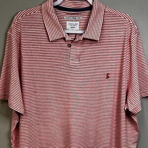 Joules Hatton Slim Fit Linen-Blend Shirt Size XXL in Orange Thin Stripe